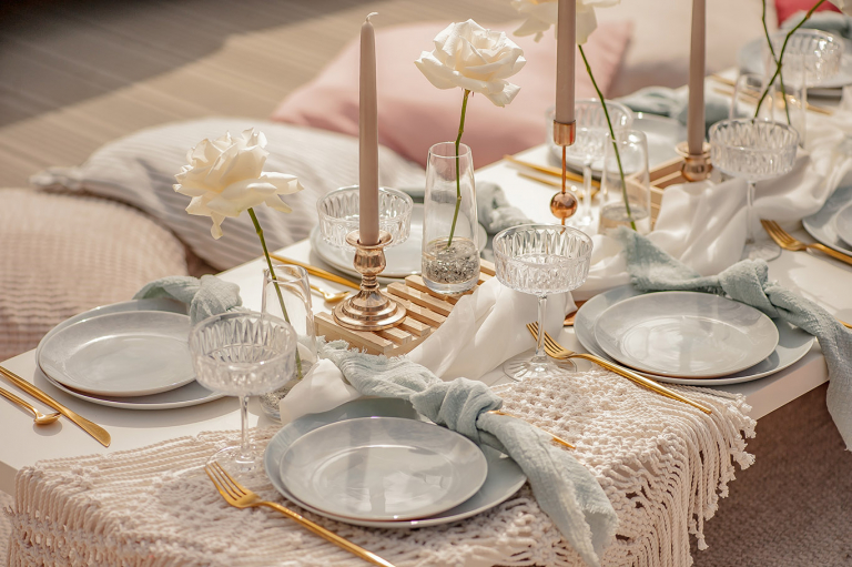 Luxury picnic table setup