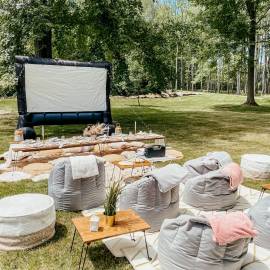 A movie night luxury picnic set up