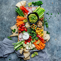 A charcuterie board with vegetables only for vegans