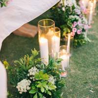 candles and flowers close up